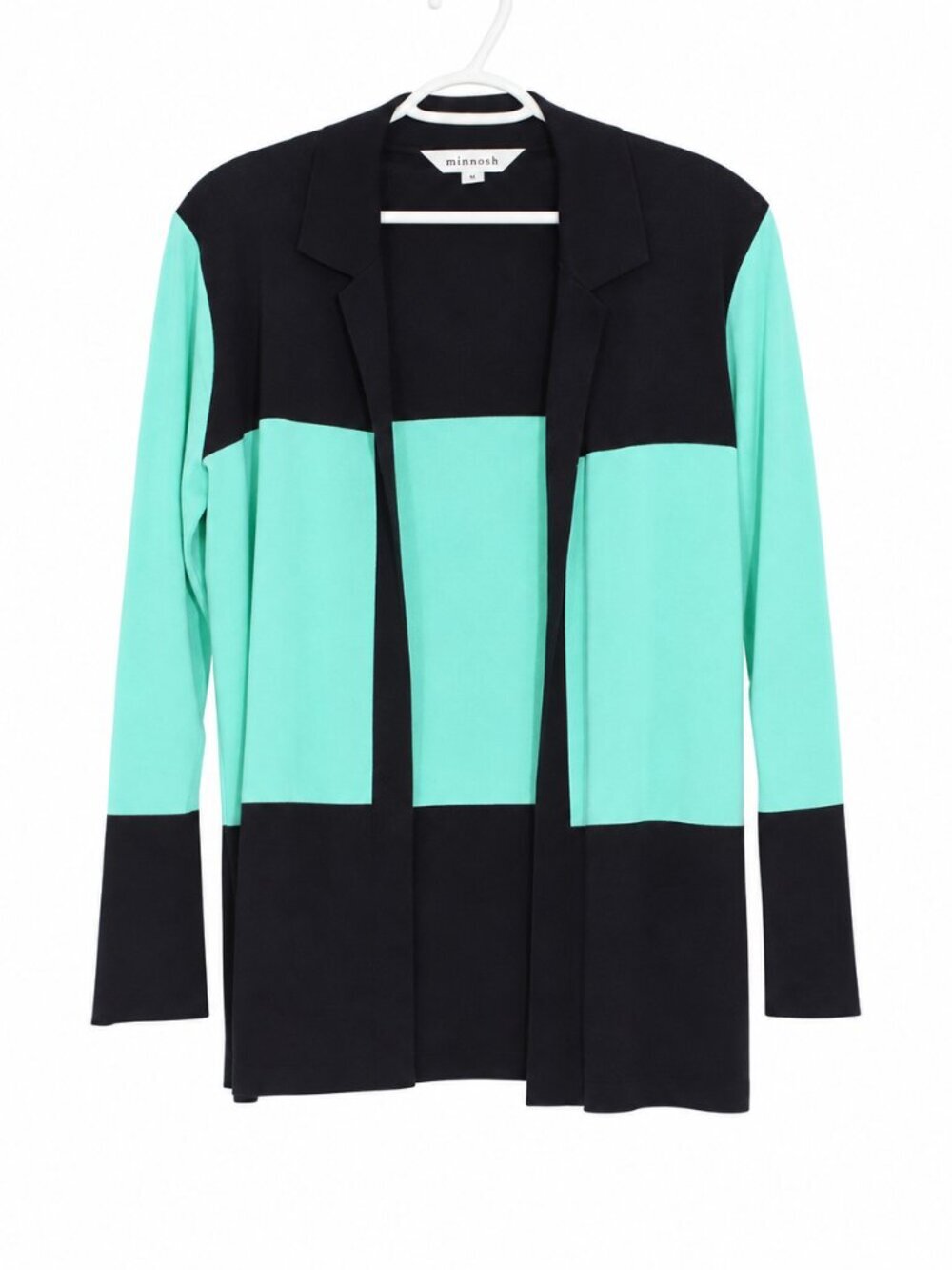 EXCLUSIVELY MISOOK Retro Knit Colorblock Open Cardigan with Shoulder Pads Size S